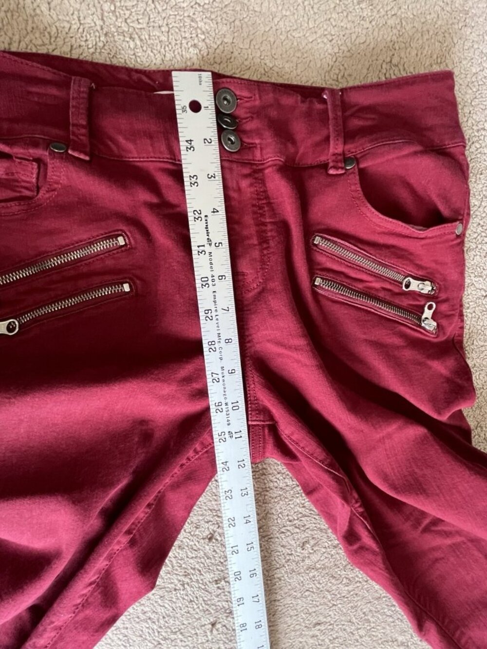 Torrid Jegging Jeans 14R Burgundy High Rise Skinny Moto Zippers - Picture 10 of 13